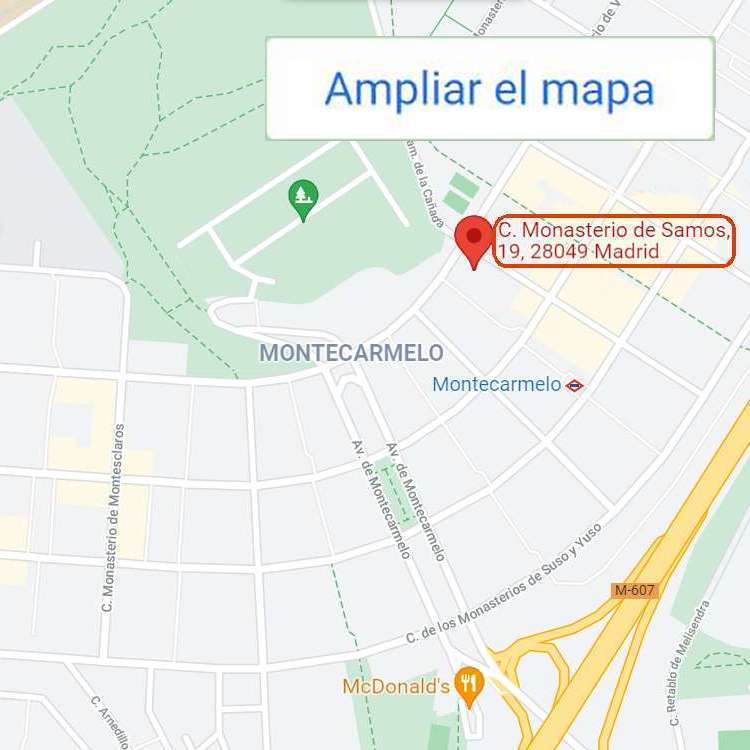 google map - ubicaci&oacute;n mapa plano - Vicky Comes. Fisioterapia Deportiva, Punci&oacute;n Seca, Mesoterapia Pilates en Montecarmelo y a Domicilio en Madrid